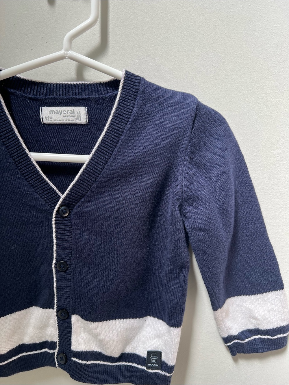 Mayoral Navy Cardigan with White Trim